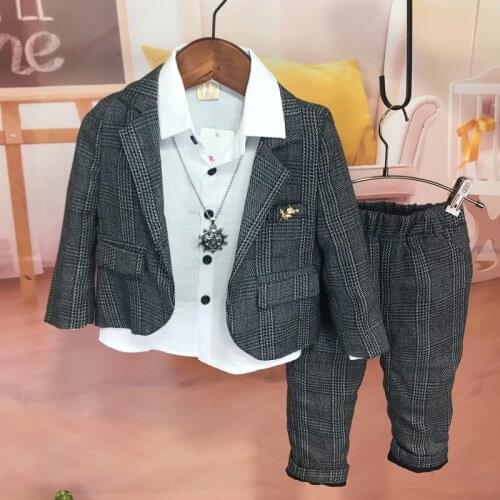 1 2 3 4 Years Toddler Boys Suits Stylish White Shirt Jacket Pants 3pcs Baby Boy Wedding Clothes Little Boys Suits Kids Blazers