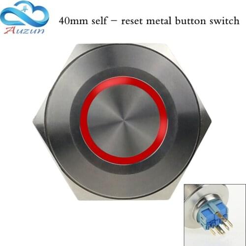 40mm metal button self-reset switch waterproof stainless steel switch voltage 6v 12v 24v 48v 110v 220v
