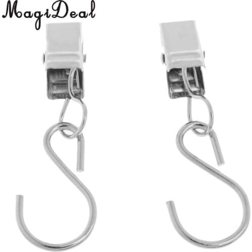 50Pcs Powerful Iron S Shape Bathroom Shower Curtain Hooks Rings With Clip #1