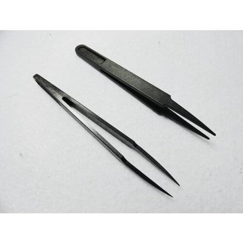 93303 black plastic antistatic tweezers, straight tweezers, precision tweezers, sharp tweezers