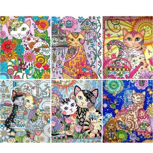 5D DIY Diamond Painting Cat Flower Mosaic Full Drill Square/Round Diamond Embroidery Cross Stitch Set Home Wall Decoration Art