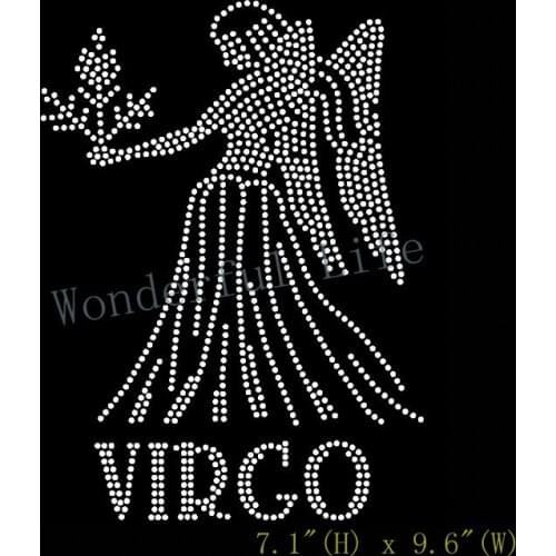 Free shipping Virgo Zodiac Horoscope Astrology sign Rhinestone Transfer