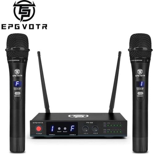 FN-82 Easy Setup Frequency Adjustable UHF Wireless Microphone System 16 Channels Simple metal style 60M Stage Church Family DJ