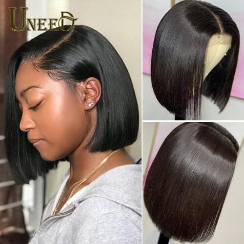 Brazilian Straight Short Bob Human Hair Wigs Pre Plucked Straight Lace Front Wigs For Women Remy Lace Closure Human Hair Wigs
