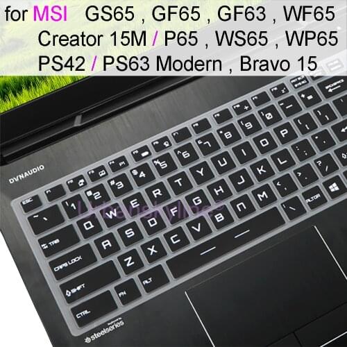 Keyboard Cover for MSI GF65 GS65 GF63 PS63 PS42 P65 WS65 WP65 Bravo15 Creator 15M Modern PS63 Clear Black Silicone TPU 14 15.6