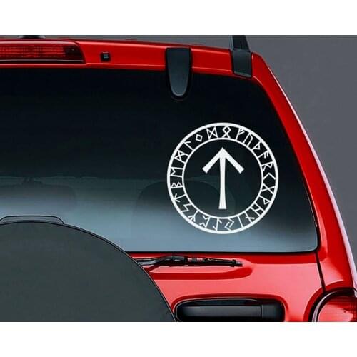 Black/Sliver Rune Circle Tyr Tiwaz Rune Viking Norse Mythology Vinyl Car Decal Window Door Decal Top Quality Waterproof S892