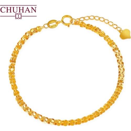 CHUHAN Real 18k Gold Wheat Ear Bracelet Phoenix Tail Chopin Rose Gold Au750 Bracelet Fashion Luxury Fine Jewelry for Woman