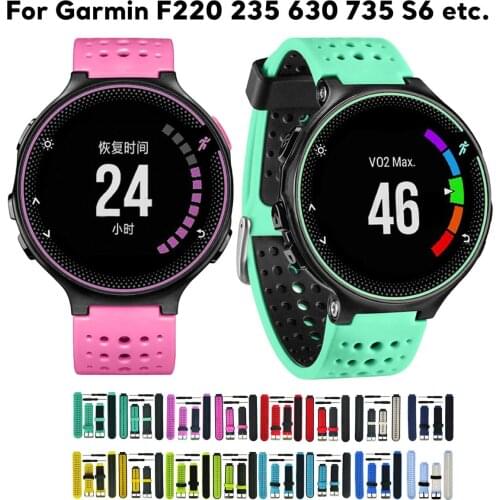 Dual Color Holes Silicone Watch Strap for Garmin Forerunner 220 230 235 620 735 S6 Replacement Watch Band Rubber Wrist Bracelet