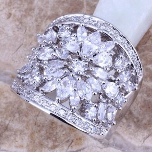 Fantastic White CZ Silver Plated Ring Size 5 / 6 / 7 / 8 / 9 / 10 / 11 / 12 S0180
