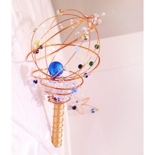 Iffo custom cosmic sky theme wedding wedding bridal bouquet gold blue architecture bouquet