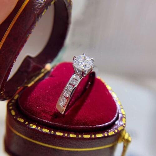 18k White Gold Round Cut 05carat FG SI Natural Diamond Engagement Ring Real Diamond Fine Ring Gift For Lady