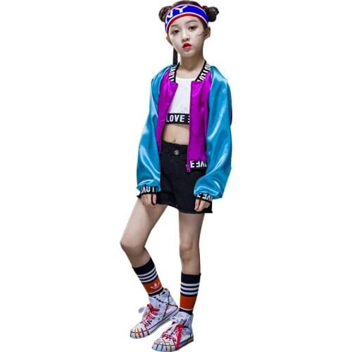 Children Girl hip Hop Jazz Costume Modern Ballroom Dance Wear Clothing Kids Sequined Sports Clothes For Girls 3PCS/SET