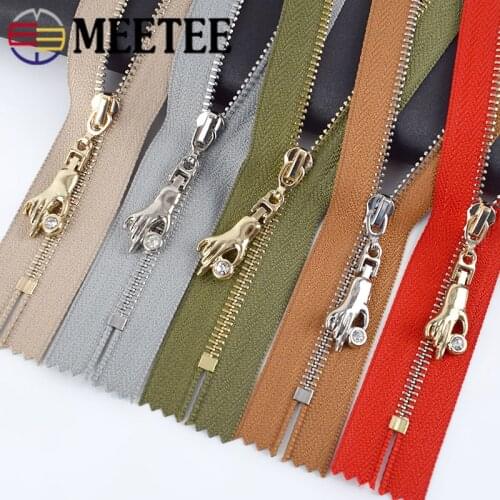 Meetee 2pcs Close-End 20/30cm Open-End 40-70cm 3# Metal Zipper Gold Silver Tooth Zip for Jacket Coat DIY Grament Sew Accessories