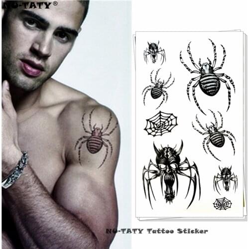 Nu-TATY Cute spider Temporary Tattoo Body Art Arm Flash Tattoo Stickers 17*10cm Waterproof Fake Henna Painless Tattoo Sticker