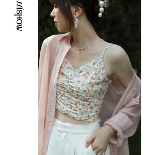 MISHOW Chiffon Shirt Two-piece Set Camiose Tops Womens Summer 2021 Korean Fashion Clothing Loose Blouse Sundress MXA24T0033-1