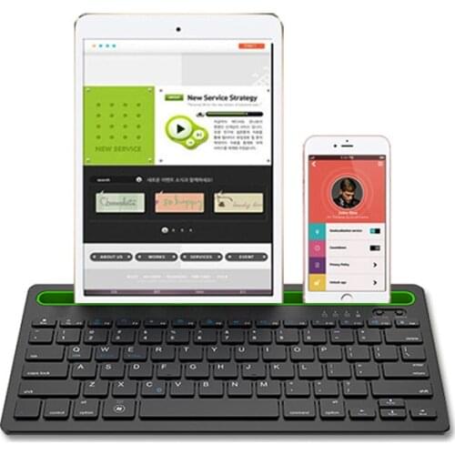 Multi-Device Wireless Bluetooth Keyboard with Tablet Stand, 78 Keys, Rechargeable Bluetooth Keyboard for PC, Black, White