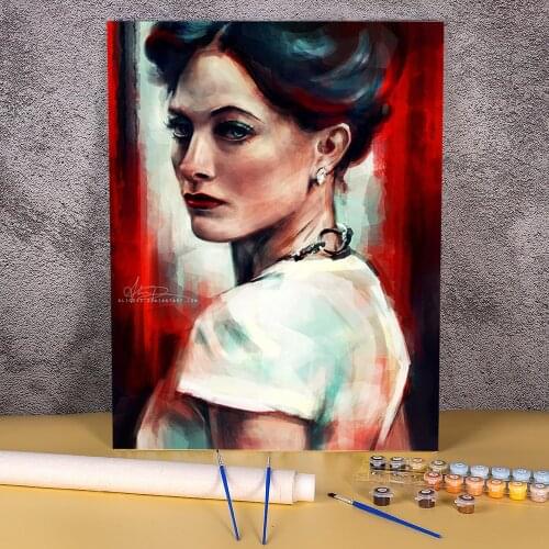 Portrait Irene Adler DIY Paint By Numbers Complete Kit Acrylic Paints 40*50 Oil Painting Wall Paintings Adults Handicraft