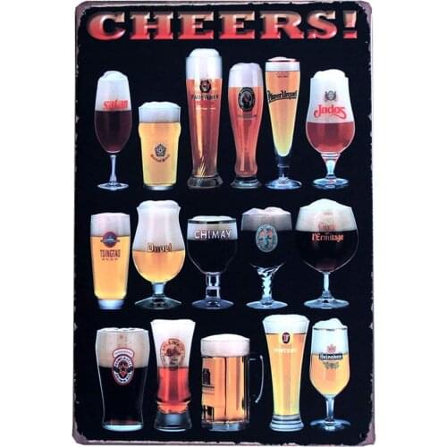 Cheers Beer Wall Art Poster Tinplate Wall Art Signs for Bar Pub Man Cave