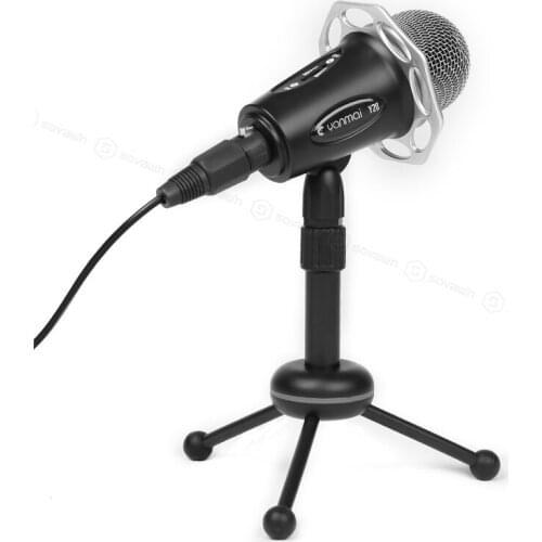 Professional 3.5 MM Wire Condenser Microphone With Tripod Stand Holder Handheld Mic for Computer Karaoke Video Studio Recording