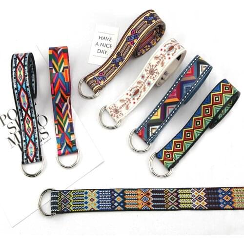 Fashion Printed Canvas Belts For Women Metal D Ring Buckle Waist Strap Jeans Dress Trouser Female Decoration Waistband Harajuku