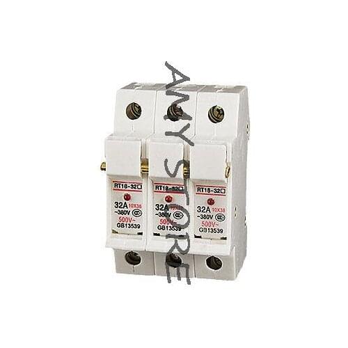 RT18-32A 3P 3 Poles 10x38mm Fuse Holder Base with LED Indicator