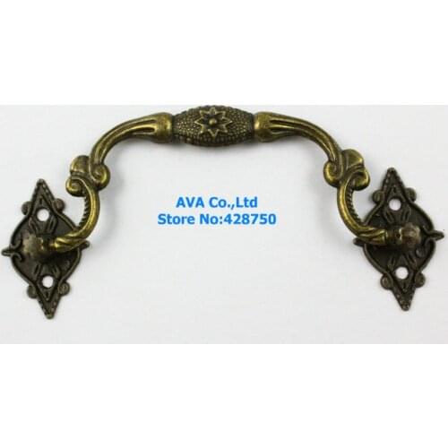 20 Pieces Antique Brass Furniture Handle Cabinet Knob Jewelry Box Handle Knob Drawer Pull / 115x41mm