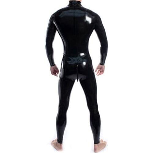 Handmade Double Shoulders Zipper PVC Catsuit Women Sexy Long Sleeve Tight Bodysuits Fetish Costume with Crotch Zip Plus Size