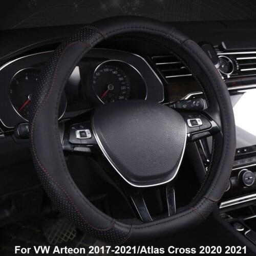 Car Steering Wheel Cover Wrap For VW Volkswagen Arteon 2017 2018 2019 2020 2021 Atlas Cross 2020 2021 D Shape Steering Wheel