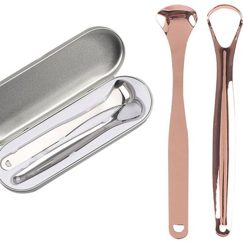 Stainless Steel Tongue Scraper Cleaner Fresh Breath Tongue Scrapers Tongue Scraping Cleaner With Carrying Case For Oral Care