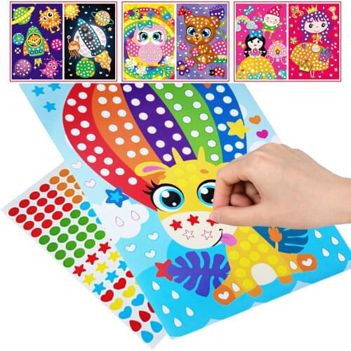 Cute Cartoon Animal Puzzle Dot Stickers DIY Toys for Kids Children Creative Early Educational Patience Training Funny Games Gift
