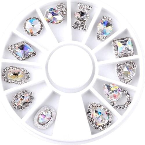 1Set Drop Rhinestones Nail Art Jewelry Stickers for Manicure Decoration 2021 Fashion Metal Heart Accessories for Nails Design