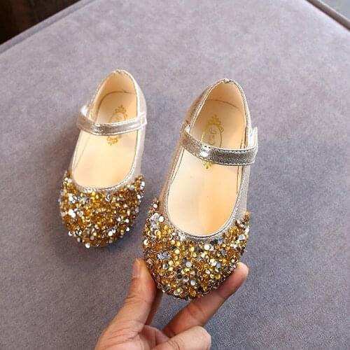 New Autumn Girls Leather Shoes Children Casual Single Shoes Toddler Sequined Girls Princess Flat Dance Shoes Kids E254