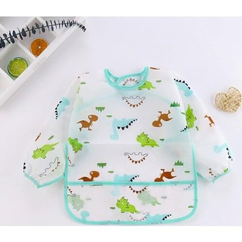 Unisex Infant Toddler Baby Smock Feeding Accessories Waterproof Cartoon Long Sleeved Bib Burp Cloths baby burp cloths and bibs