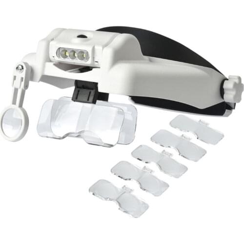 6pcs Lens Headband Magnifying Glass LED Illuminated Helmet Dental Loupe 1X 1.5X 2.0X 2.5X 3.5X 8X Surgical Operation Magnifier