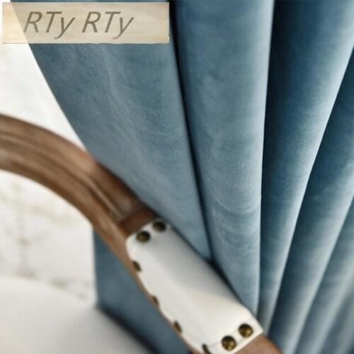 European luxury 6 color velvet curtains for Living Room Solid color velvet simple modern luxury curtains for Bedroom/Kitchen