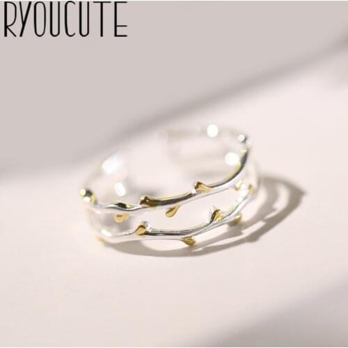 Vintage Silver Color Layer Leaf Rings for Women Adjustable Size Rings For Men Girls Open Jewelry