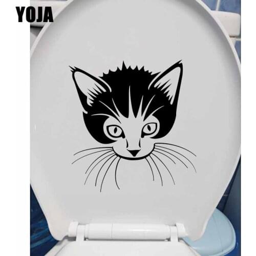 YOJA 19X19.7CM Cute Cat Kitten Pet Animal Toiletl Sticker Living Bedroom Home Wall Decal T5-0007