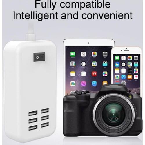 30W USB Charger Hub 6 Ports 3A Plug Power Socket Dock Fast Charging Extension Power Adapter For Mobile Phone Tablet