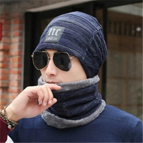 Winter Hat and Scarf Set for Men Women Warm Fleece Snood Beanie Kit Unisex Skullcap Scarves Sets Male Female Neck Warmer