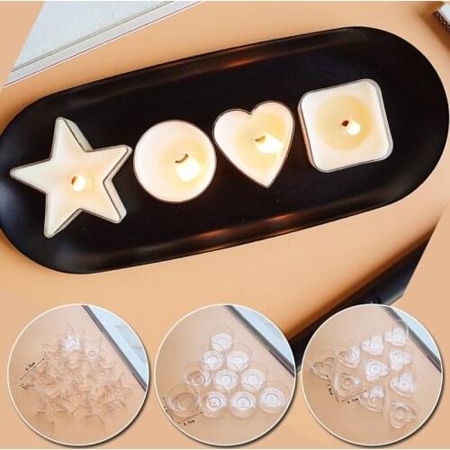 10pcs Candle Holder Tealight Making Plastic Wax Containers Geometric Shape Wedding Party Props Decoration