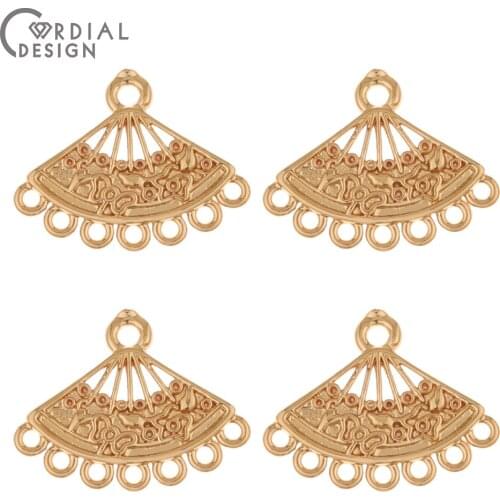 Cordial Design 100Pcs 13*17MM Connectors/Earrings Accessories/Fan Shape/Copper/Hand Made/Jewelry Findings & Components/Pendant