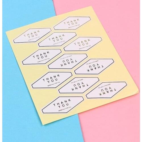 110pcs/lot Thank You Golden Rim Polygon Paper Pegatinas Handmade Decoration Stickers Gift Stationery DIY Stickers Scrapbooking