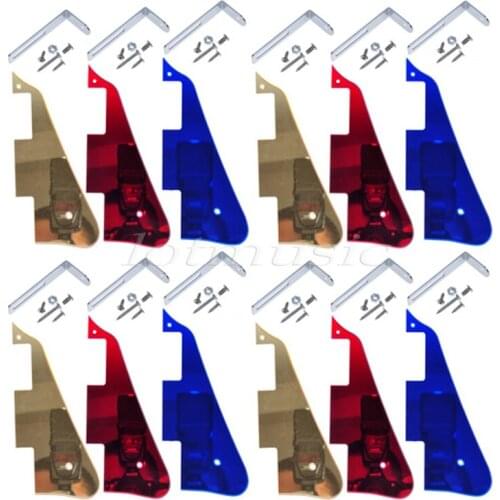 New 12Pcs Mirror Pickguard Gold Blue Red With Chrome Bracket For Electric Guitar Replacement