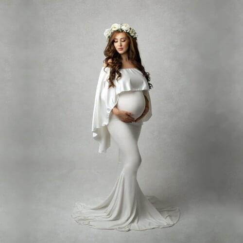 2019 Maternity Photography Cape and Dress Sets Pregnancy Photo Shoot Long Dress Fitting Stretchy Pregnant Long Dress