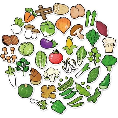 40Pcs/lot Exquisite Cartoon Fresh Fruits Vegetables Stickers for Kitchen Bakery Cup Dish Refrigerator Education Toy for Children