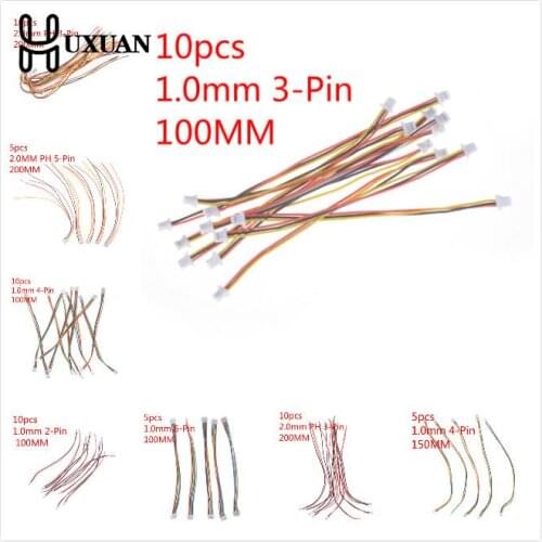 5/10pcs/lot Mini Micro SH 1.0mm/2.0mm 2/3/4/5/6Pin JST Double Connector Plugs Wires Cables 100mm/200mm
