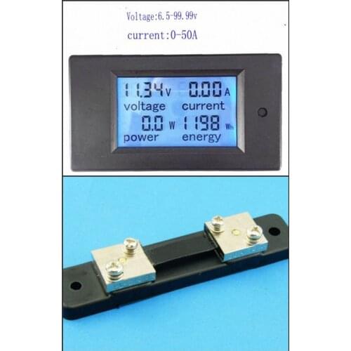 50A DC Digital Power Panel Meter Monitor Power Energy Voltmeter Ammeter + Shunt
