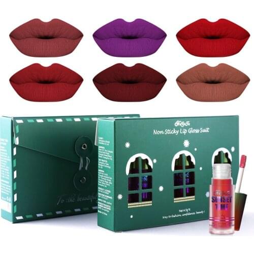 6-Piece Matte Lip Gloss Christmas Set Non-Stick Cup Long Lasting Waterproof And Non-Fading Matte Matte Lip Glaze