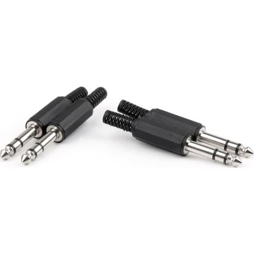 Artudatech 100 Pcs 6.35mm 1/4" Male Stereo Audio Trs Jack Plug Connector Soldering Adapter Accessories Parts