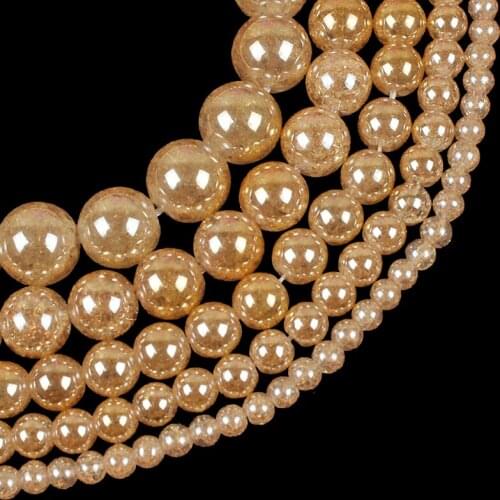 Natural Stone Gold Cracked Crystal Beads Round Loose Spacer Beads 4 6 8 10 12mm For Diy Handicraft Accessories Jewelry Making